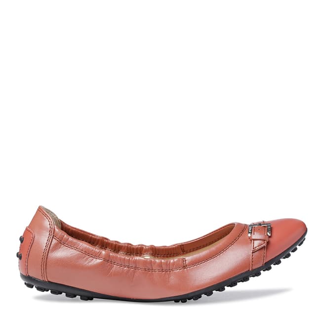 Tod's Brown Leather Buckle Ballet Flats 