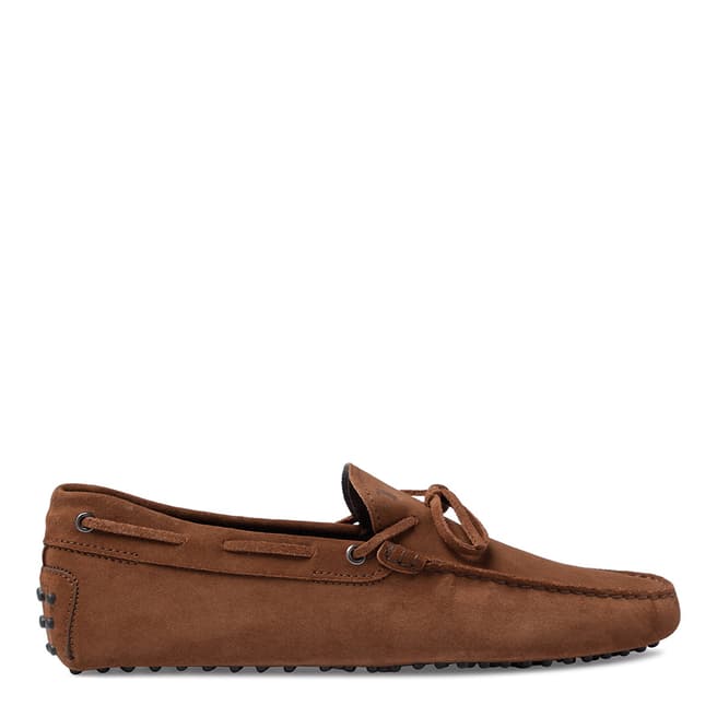 Tod's Brown Suede Laccetto Gommino Moccasins