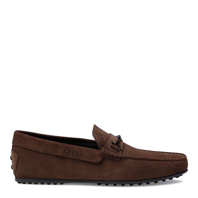 Tod's Brown Leather Fine City Gommino Moccasins 