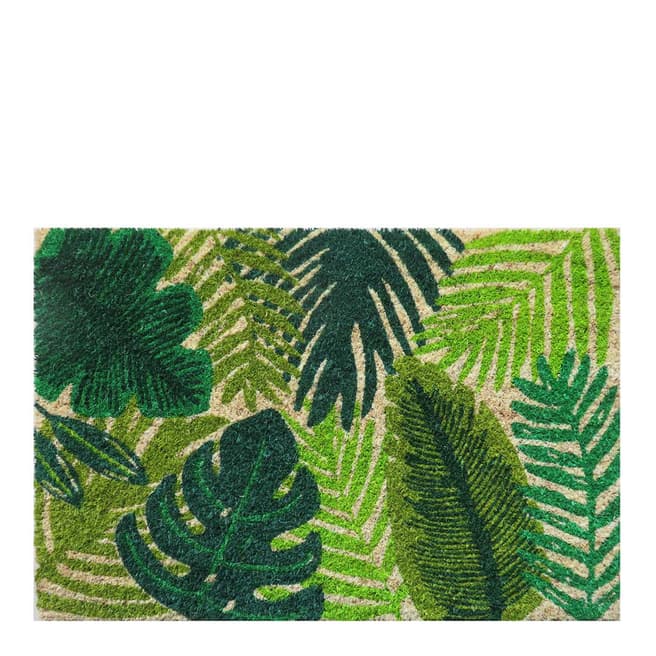 Entryways Tropical Leaves Coir Doormat