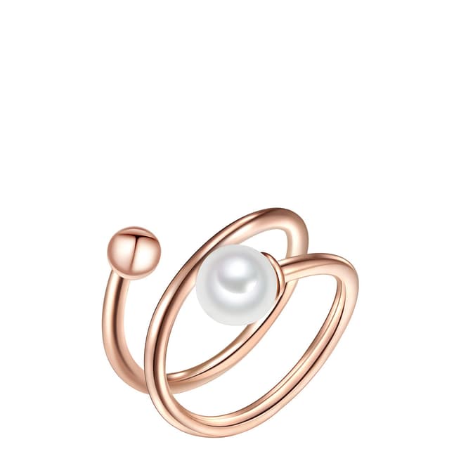 The Pacific Pearl Company Rose Gold Plated  Fresh Water Cultured Pearl Ring