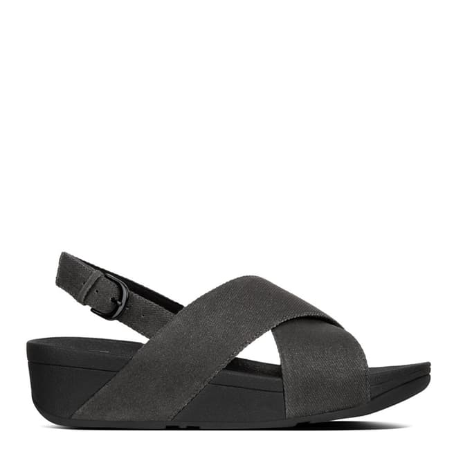 FitFlop Black Denim Lulu Shimmer Cross Back Strap Sandals