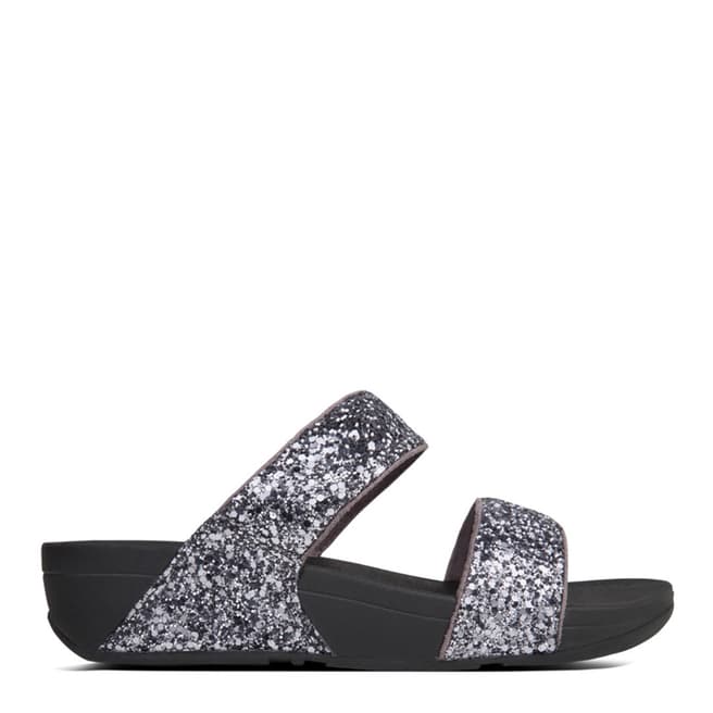 FitFlop Pewter Leather Glitterball Slide Sandals