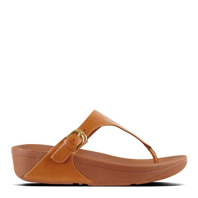 FitFlop Caramel Leather Skinny Toe Post Buckle Sandals