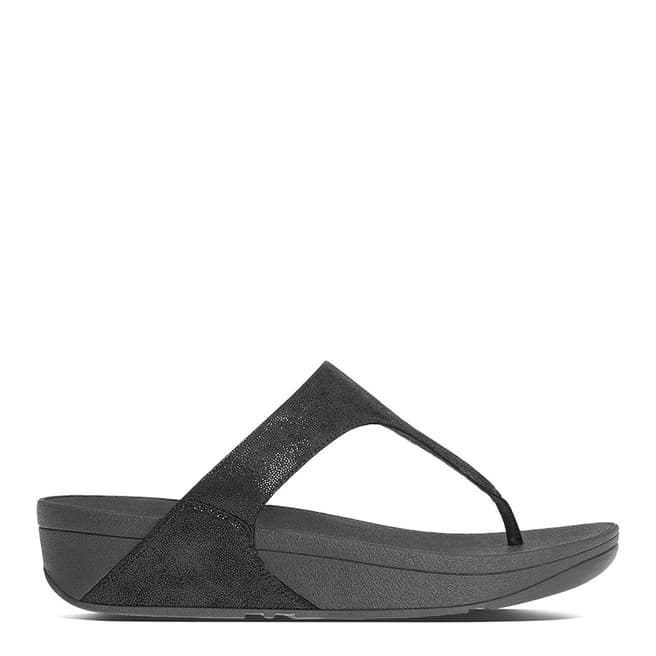 FitFlop Black Suede Shimmy Glimmer Toe Post Sandals