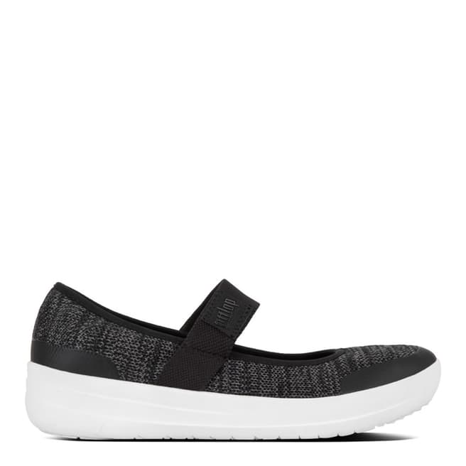 FitFlop Black/Soft Grey Uberknit Mary Janes Ballerina Shoes