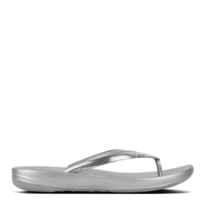 FitFlop Silver iQushion Ergonomic Mirror Snake Flip Flops