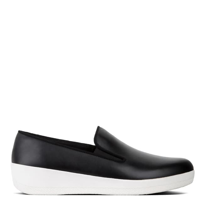 FitFlop Black Leather Superskate Slip on Trainers