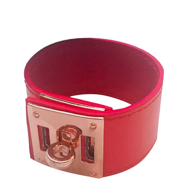 Chloe Collection by Liv Oliver Rose Gold / Red Leather Bracelet