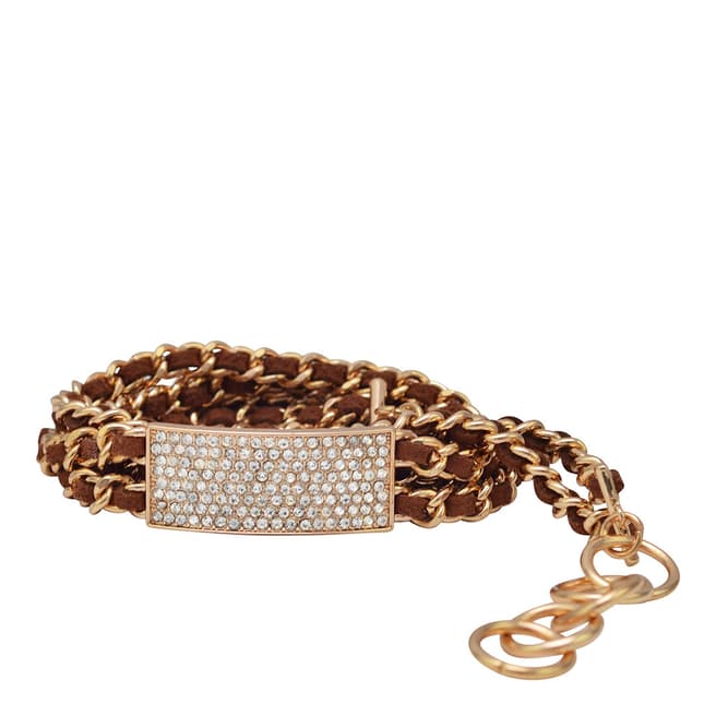 Chloe Collection by Liv Oliver Brown/Gold Chain Bracelet