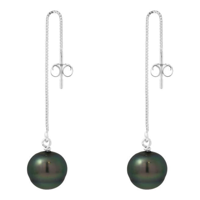 Mitzuko Silver Rhodium Alloy Earrings With Real Cultured Tahiti Pearls