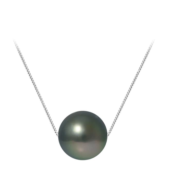Mitzuko Silver Rhodium Alloy Necklace With Real Cultured Tahiti Pearls