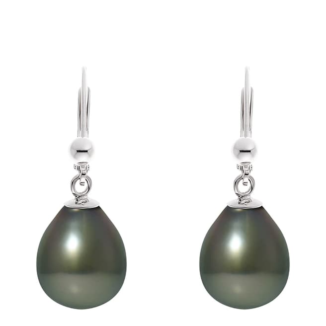 Mitzuko Silver Rhodium Alloy Earrings with Real Cultured Tahiti Pearls