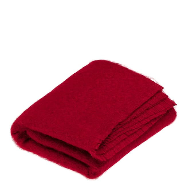 Bronte by Moon Berry Red Mohair/Wool Blend Throw 135x180cm