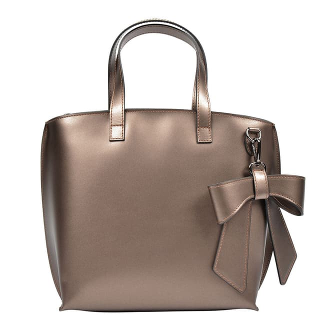 Luisa Vannini Bronze Leather Bow Detail Tote Bag