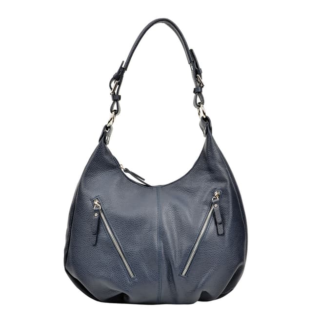 Luisa Vannini Blue  Leather Zip Detail Tote Bag