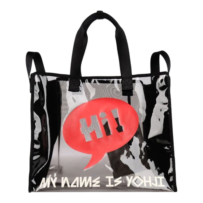 Y-3 Black Red Logo Transulcent Tote Bag