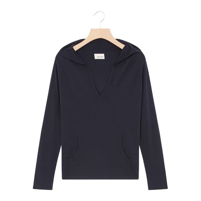 Rodier Navy Hooded Cashmere Mix Jumper