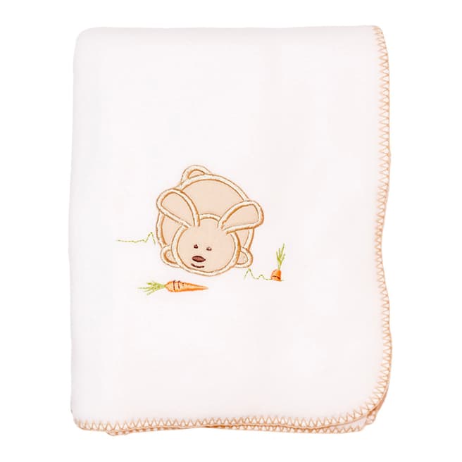 Les bébés d'Elyséa White & Orange Rabbit Fleece Blanket