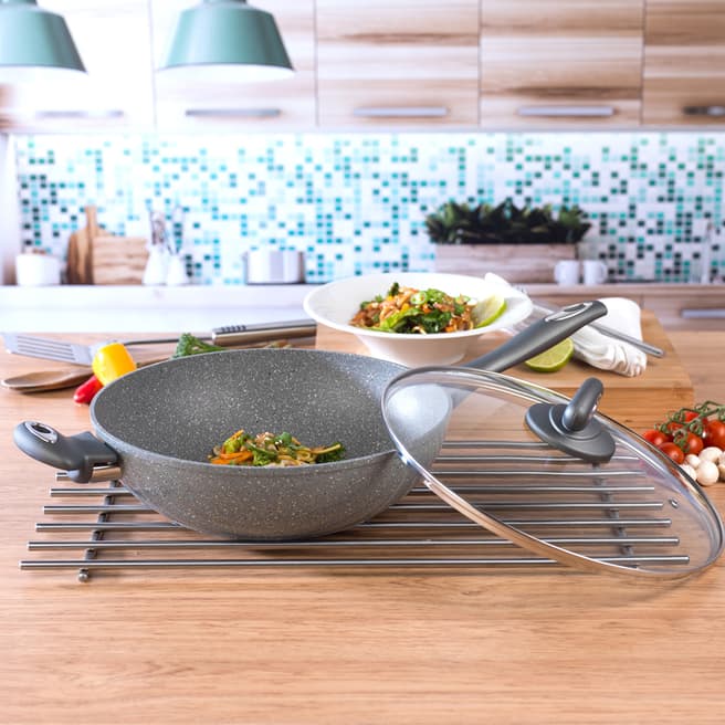 Salter Grey Marble Collection Wok, 28cm