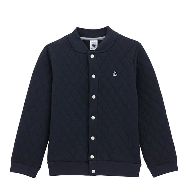 Petit Bateau Navy Quilted Double Knit Cardigan