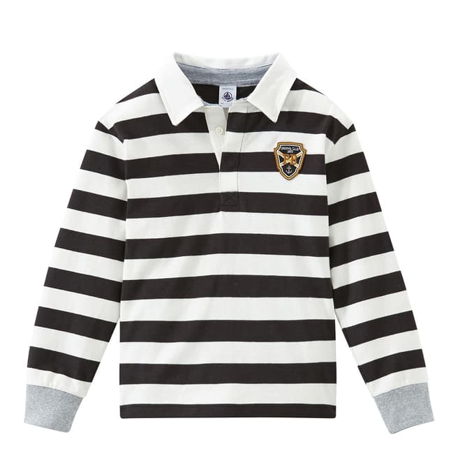 Petit Bateau Boy's Grey/Off White Rugby Shirt