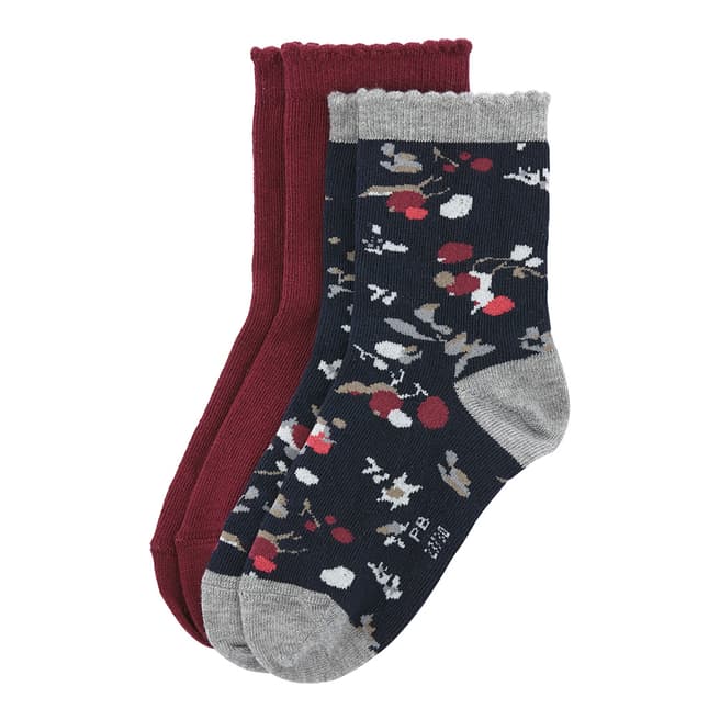 Petit Bateau Plain/Floral Pattern 2 Pairs Of Socks