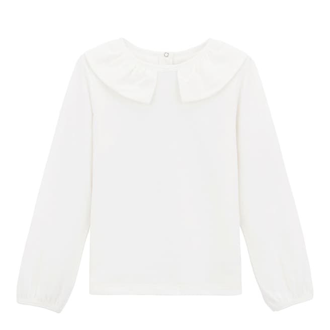 Petit Bateau Girl's Off White Long Sleeve T-Shirt