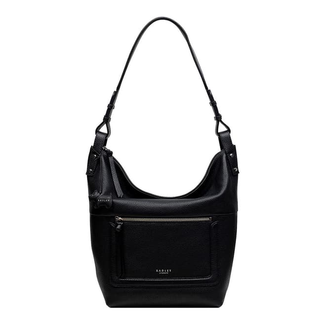 Radley Black Large Zip-Top Hobo Bag