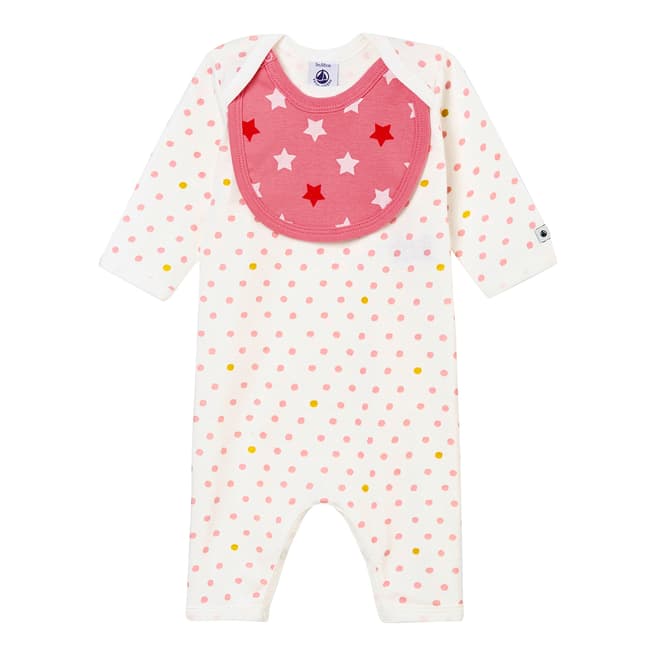 Petit Bateau Baby Girl's Star & Polka Dot Footless Sleepsuit and Bib