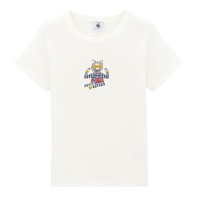 Petit Bateau Boy's White Motif T-Shirt