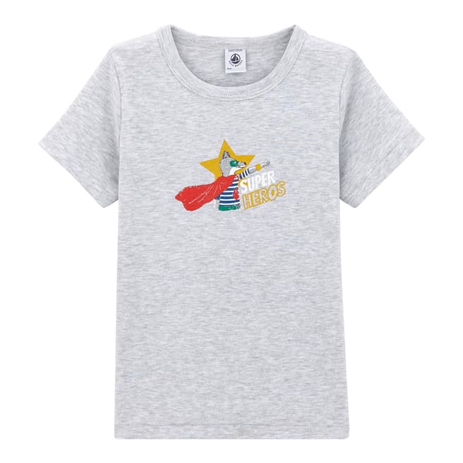 Petit Bateau Boy's Grey Superhero Design T-Shirt 