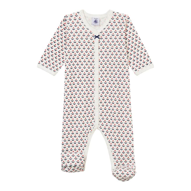 Petit Bateau Baby Girl's Graphic Flower Reversible Footed Sleepsuit 