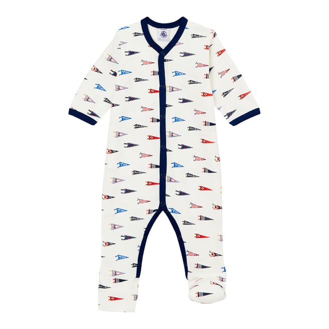 Petit Bateau Baby Boy's Little Flag Reversible Footed Sleepsuit