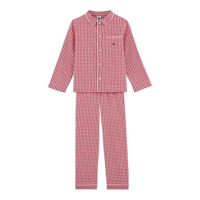 Petit Bateau Boy's Red Checked Pyjamas 