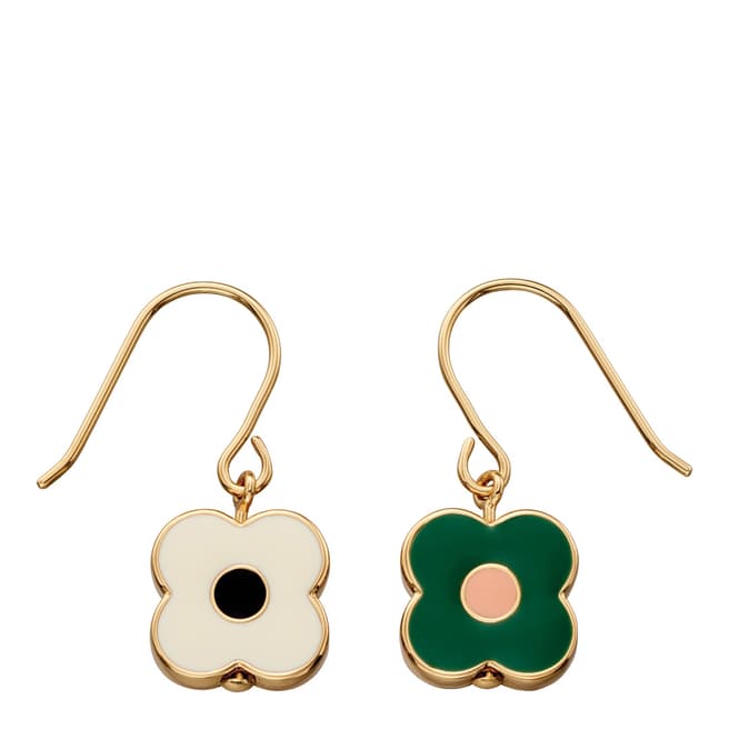 Orla Kiely Yellow Gold Plated Abacus Flower Drop Earrings