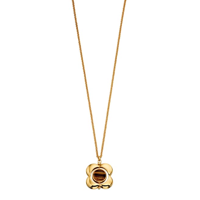 Orla Kiely Inlay Yellow Gold Plated Rotating Flower Long Pendant