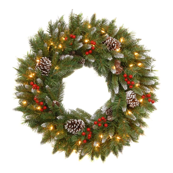 The National Tree Company Green/Red Frosted Berry Wreath 61cm 