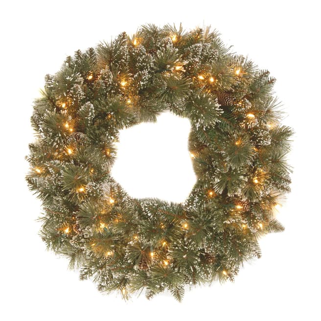 The National Tree Company Glittery Bristle Pine 24inch Pre-Lit Wreath