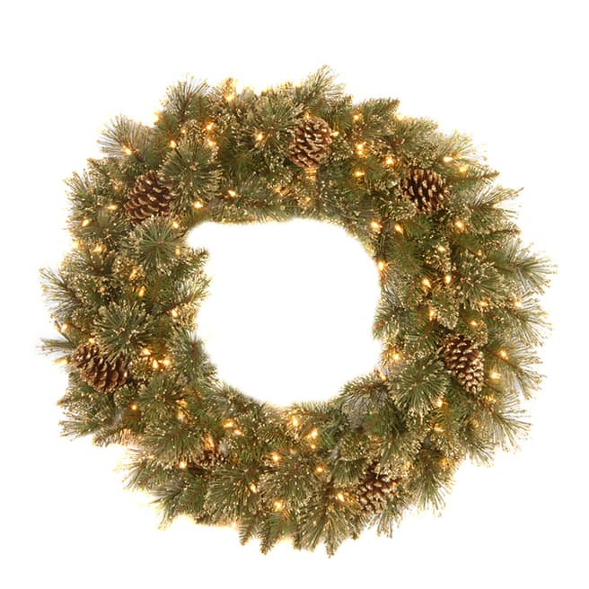 The National Tree Company Glittery Pine 24inch Wreath with Cones
