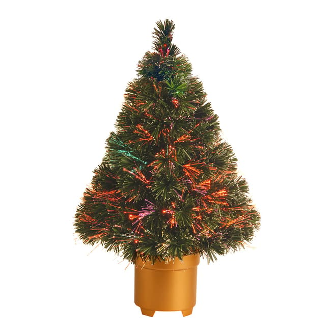 The National Tree Company Green/Multi/Gold Firework Evergreen Fibre Optic Tree 61cm with Gold Base