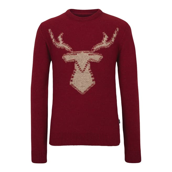 Fat Face Russet Red Stag Outline Crew Jumper