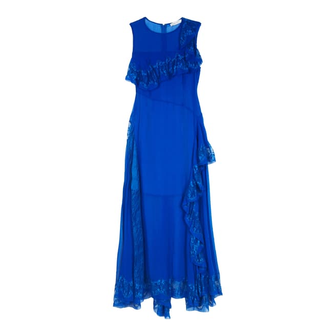 Three Floor Sapphire Blue Ripple Effect Dress
