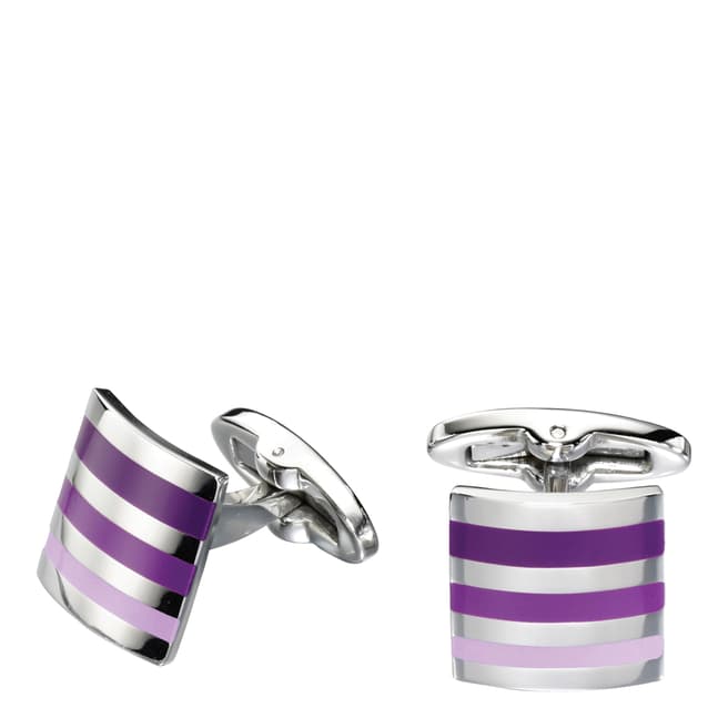 Fred Bennett Stainless Steel Purple Enamel Stripe Cufflinks