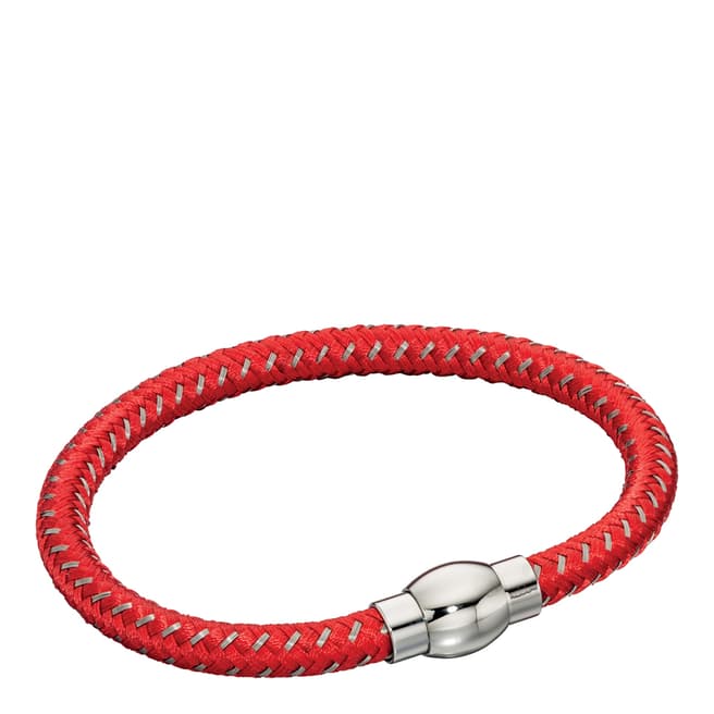 Fred Bennett Red Woven Bracelet With Stainless Steel Magnetic Clasp Fastening