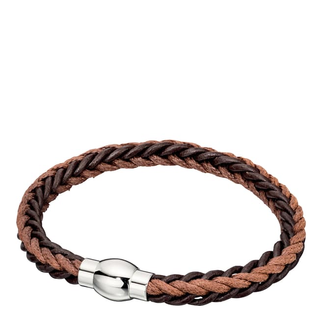Fred Bennett Brown Leather And Cord Bracelet