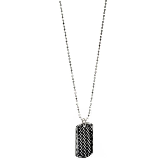 Fred Bennett Stainless Steel Oxidised Textured Pendant Necklace