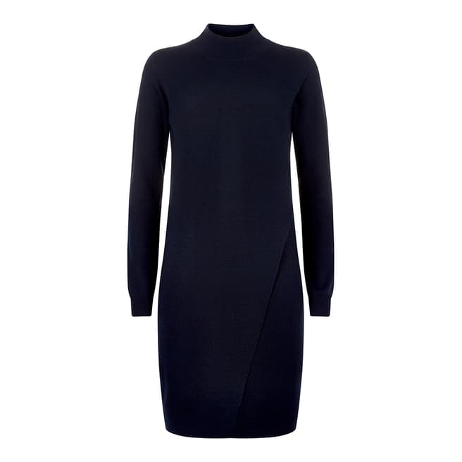 Jaeger Navy Layered Knitted Dress