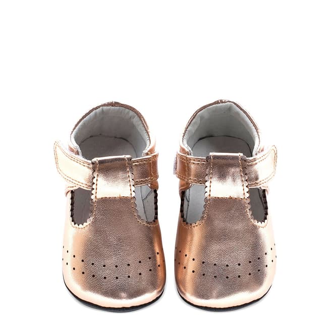 Jack & Lily Rose Gold Scallop Guida T-Strap Shoes