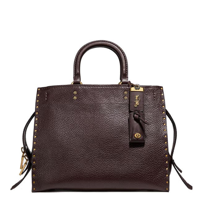 Coach Oxblood Rogue With Rivets Tote Bag
